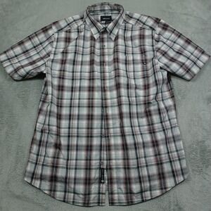 Marmot Shirt Mens Large Gray Plaid Button Up Short Sleeve Casual